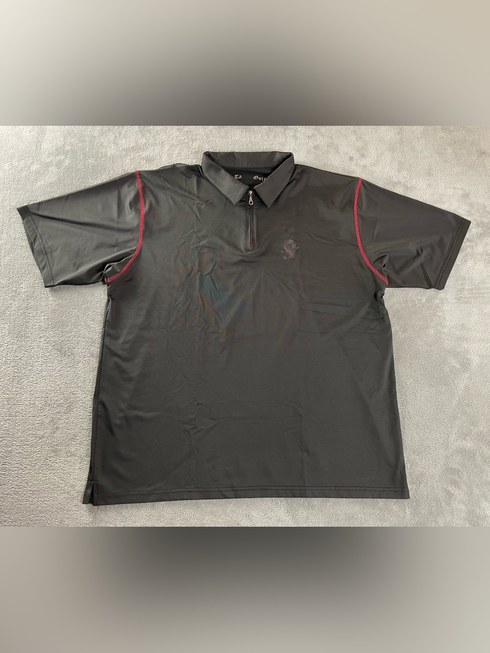 Tattoo Golf Polo Shirt Mens XL Black Short Sleeve 1/4 Zip Faded Logo